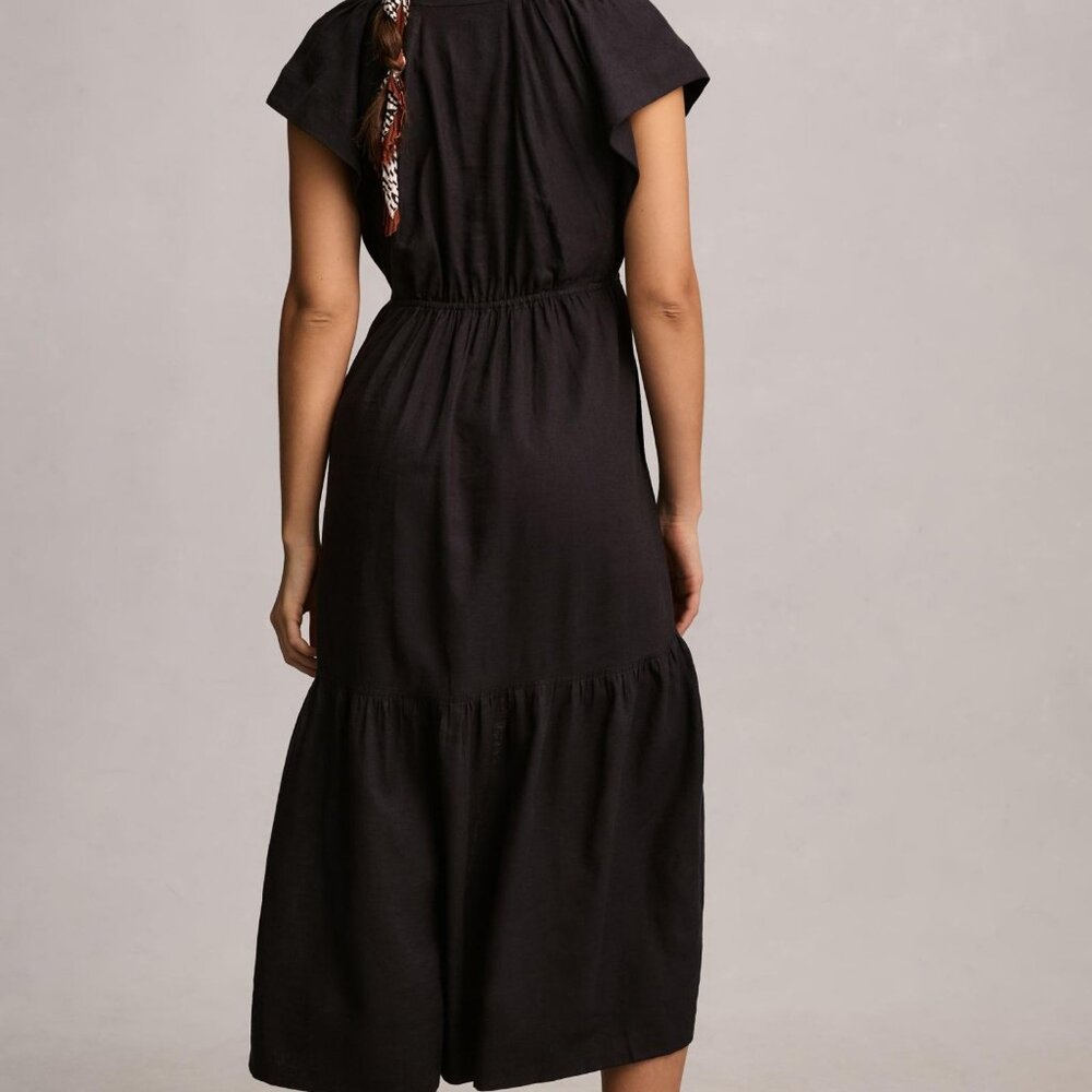 The Reneé Flutter-Sleeve Linen Button-Front Midi Dress - Picture 2 of 4